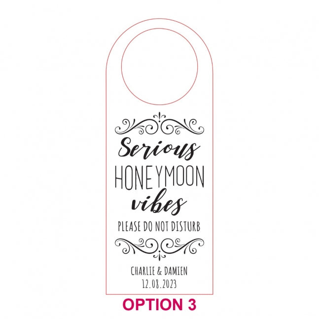 Engraved Wooden Honeymoon Door Hanger Sign
