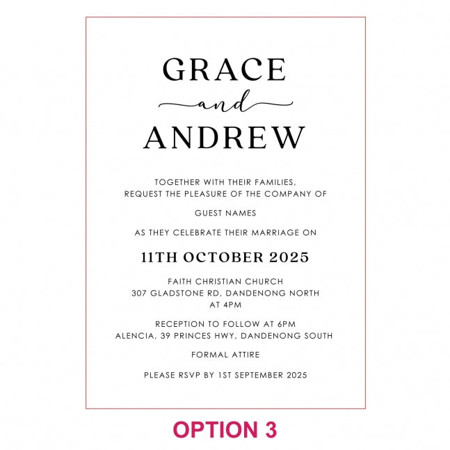 Engraved 5x7 Acrylic Wedding Invitations