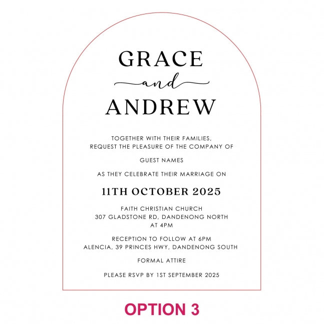 Engraved 5x7 Mirror Acrylic Arch Wedding Invitations