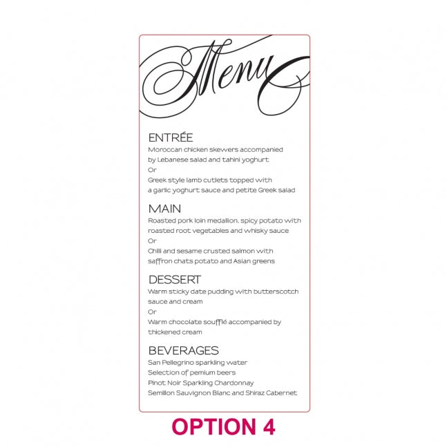 Engraved Acrylic DL Wedding Menus
