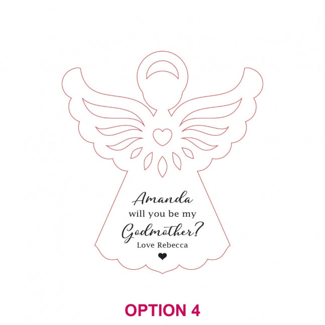 Printed Godparent Bamboo Angel Decoration