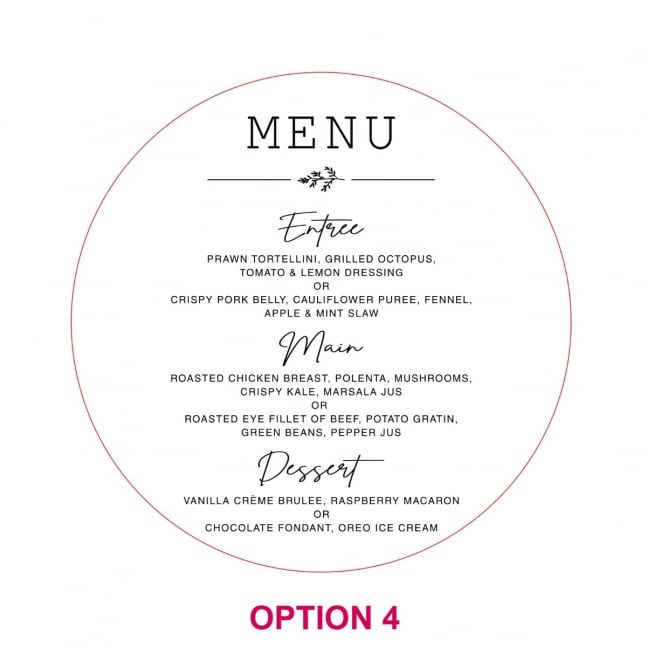 Engraved Round Mirror Acrylic Wedding Menus