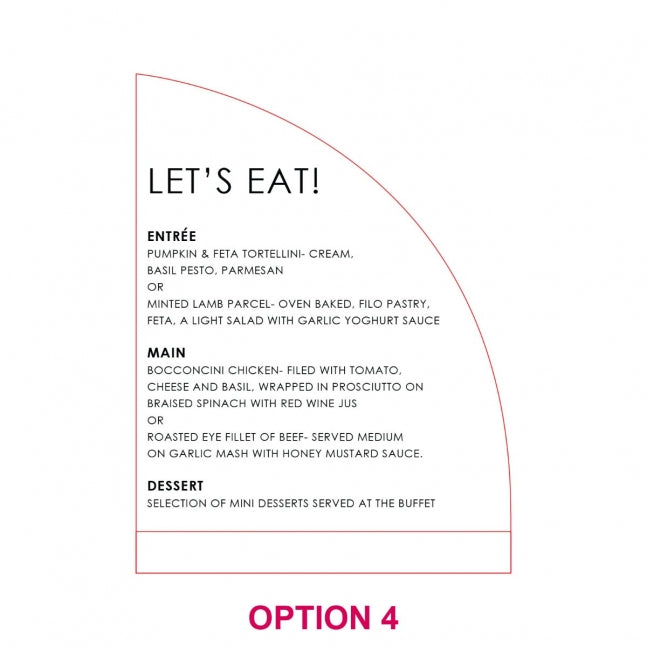 Engraved Frosted Acrylic Sail Menu with Wooden Base