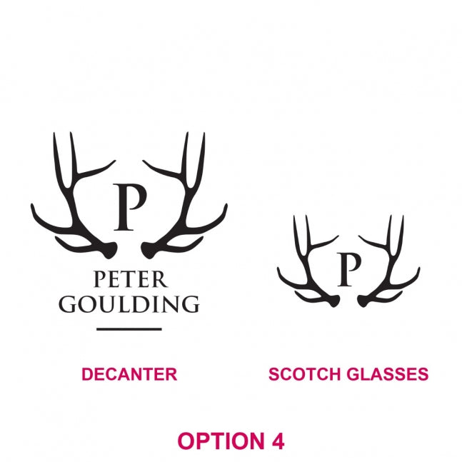 Engraved Deluxe Square Whiskey Decanter PLUS 2 Scotch Glasses Corporate Gift