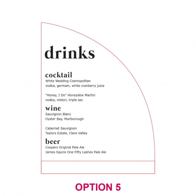 Engraved Frosted Acrylic Sail Menu with Wooden Base