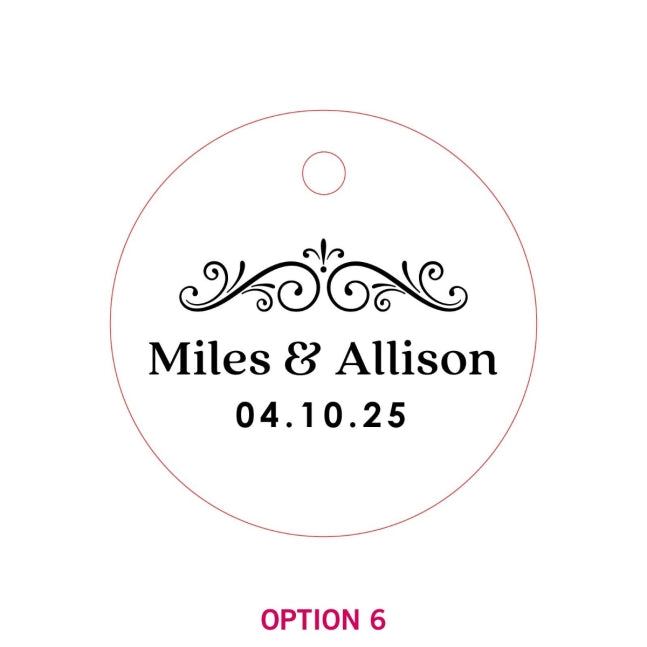 Engraved Wooden Round Wedding Gift Tags