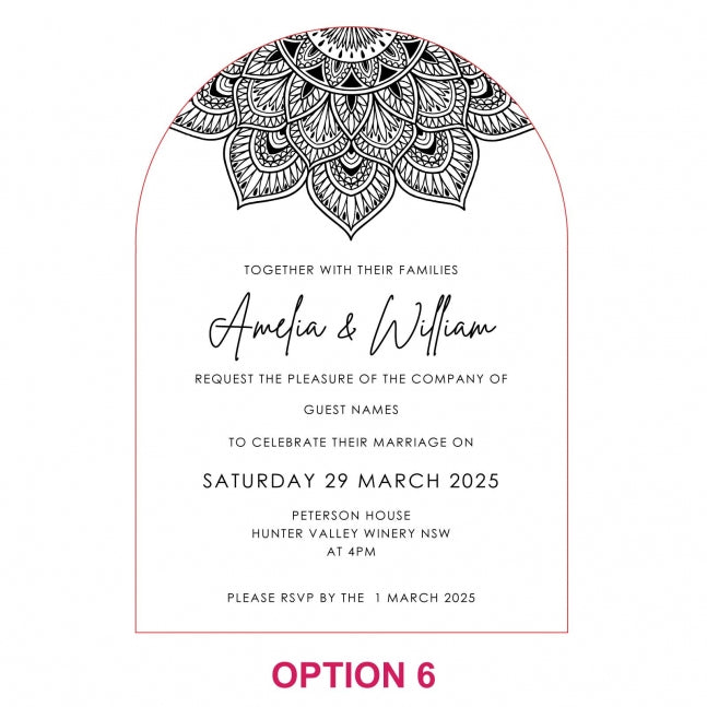 Engraved 5x7 Mirror Acrylic Arch Wedding Invitations