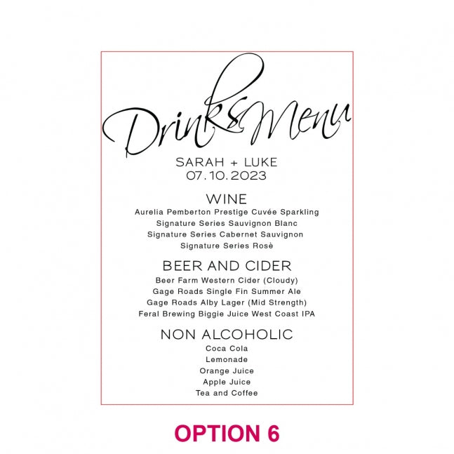 Engraved 5x7 Mirror Acrylic Wedding Menus