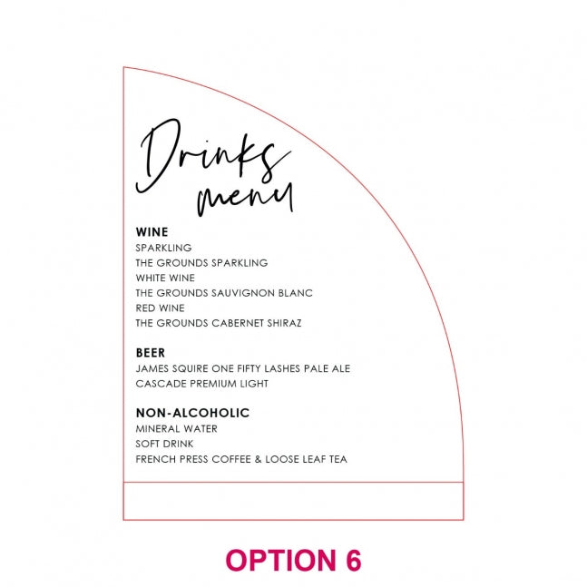 Engraved Frosted Acrylic Sail Menu with Wooden Base