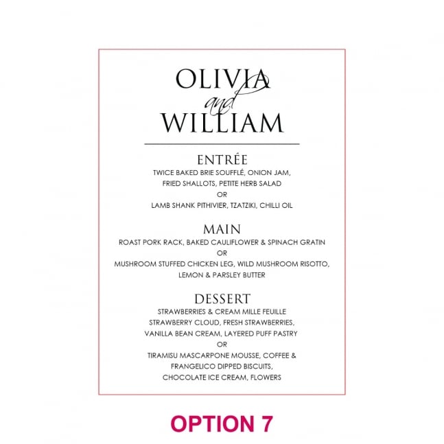 Engraved 5x7 Mirror Acrylic Wedding Menus