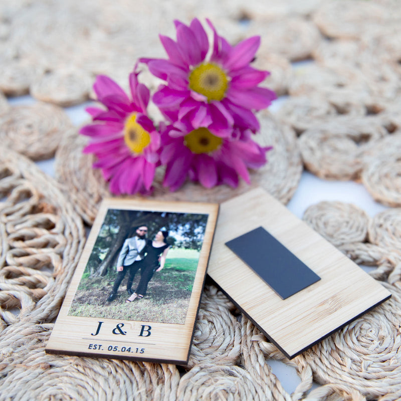 Custom Designed Bamboo Single Polaroid Photo Print with Magnet Engagement Gift