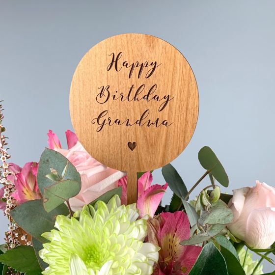 Custom Designed Engraved Wooden Birthday Bouquet Flower topper