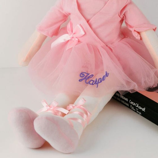 Custom Embroidered Child's Name Pink Ballerina Doll