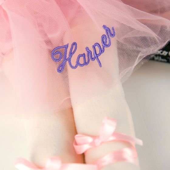 Custom Embroidered Pink Christmas Plush Ballerina Doll