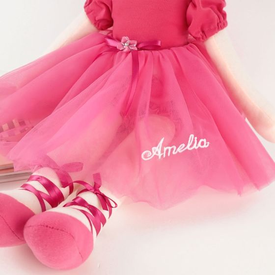 Personalised Custom Embroidered Hot Pink Dancing Ballerina Plush Doll For Kids