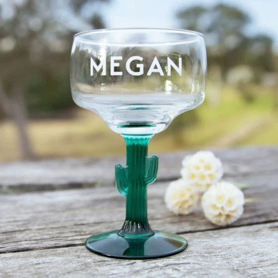 Customised Engraved Name Cocktail Cactus Glass