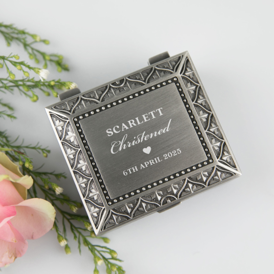 Customised Engraved Name Godmother Silver Jewellery Box