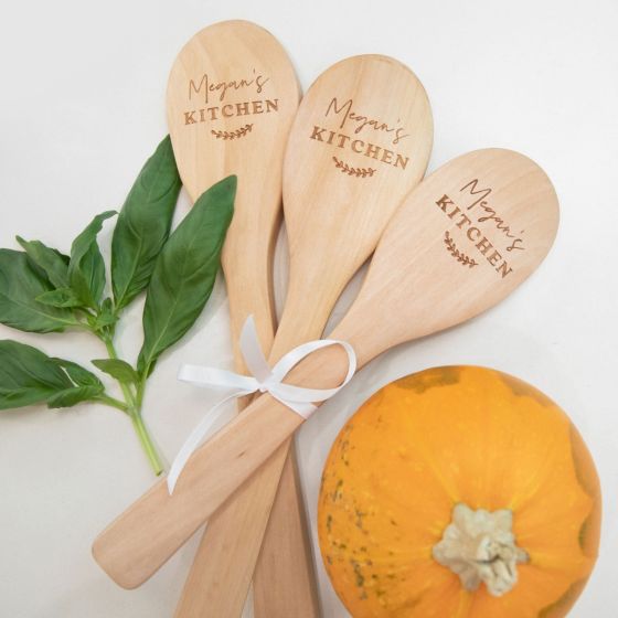 Custom Designed Engraved Christmas Design & message 3 piece wooden Spoon Gift
