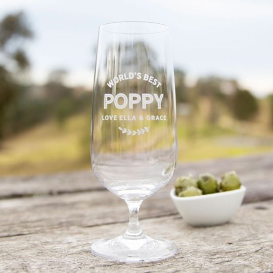 Custom Designed Engraved Father's Day 410ml stemmed Beer glasses Present