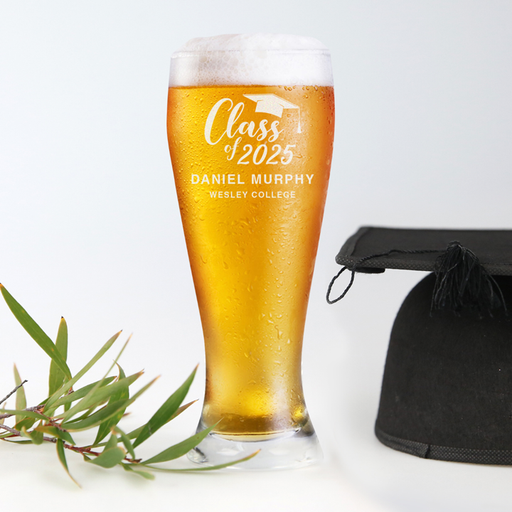 Personalised Engraved Graduation Beer Schooner Glass Present