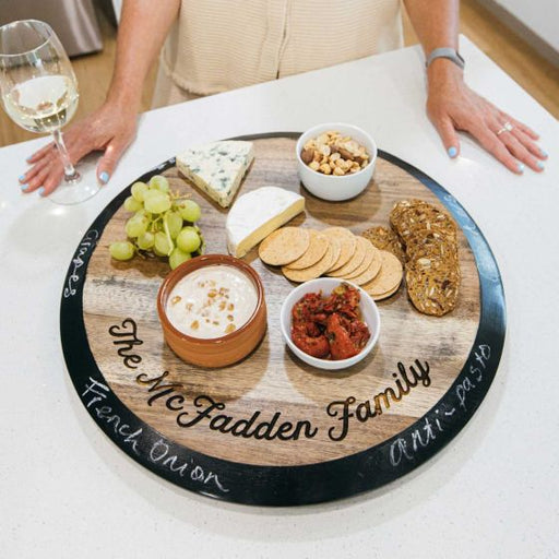 Customised Engraved Wooden Round Lazy Susan with Chalkboard Rim Christmas Present