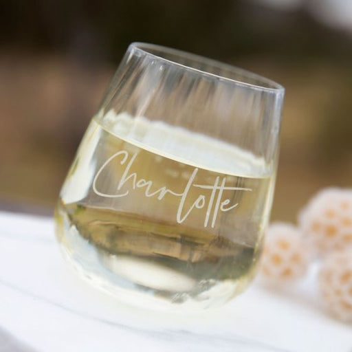 Customised Engraved Name Stemless Wine Glass