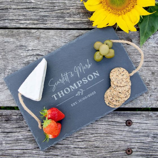 Customised Engraved Rectangle Wedding Slate Cheese Board Present