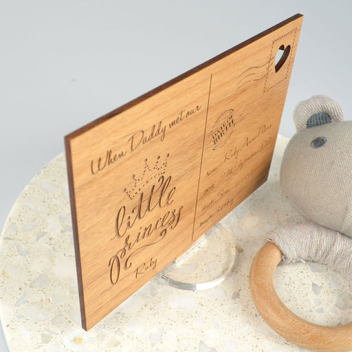 Customised Engraved Father's Day Wooden “New Dad” Postcard with Stand