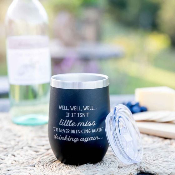 Custom Artwork Engraved Black Wine Sipper Birthday Present