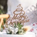 Custom Wooden Merry Christmas Pudding Cake Topper