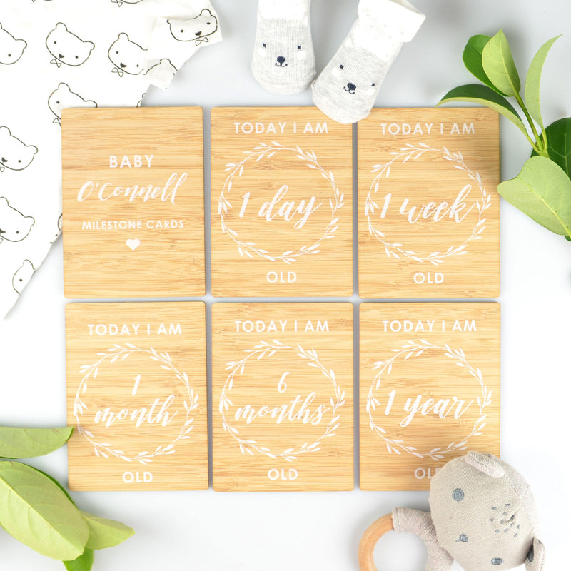Customised Printed Bamboo Milestone Cards Set of 6