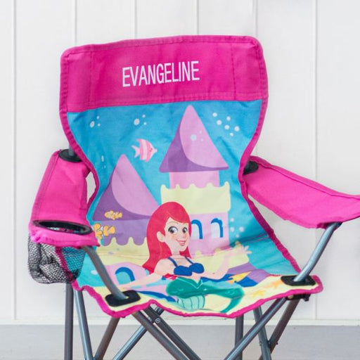 Customised Embroidered Name Child Small Pink Mermaid Beach Chair