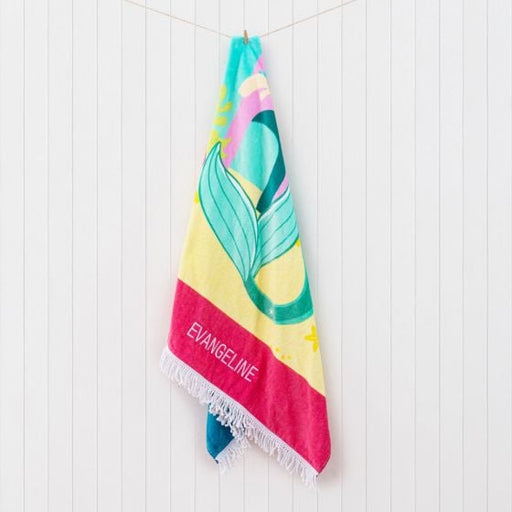 Customised Embroidered Child's Name Mermaid Beach towel