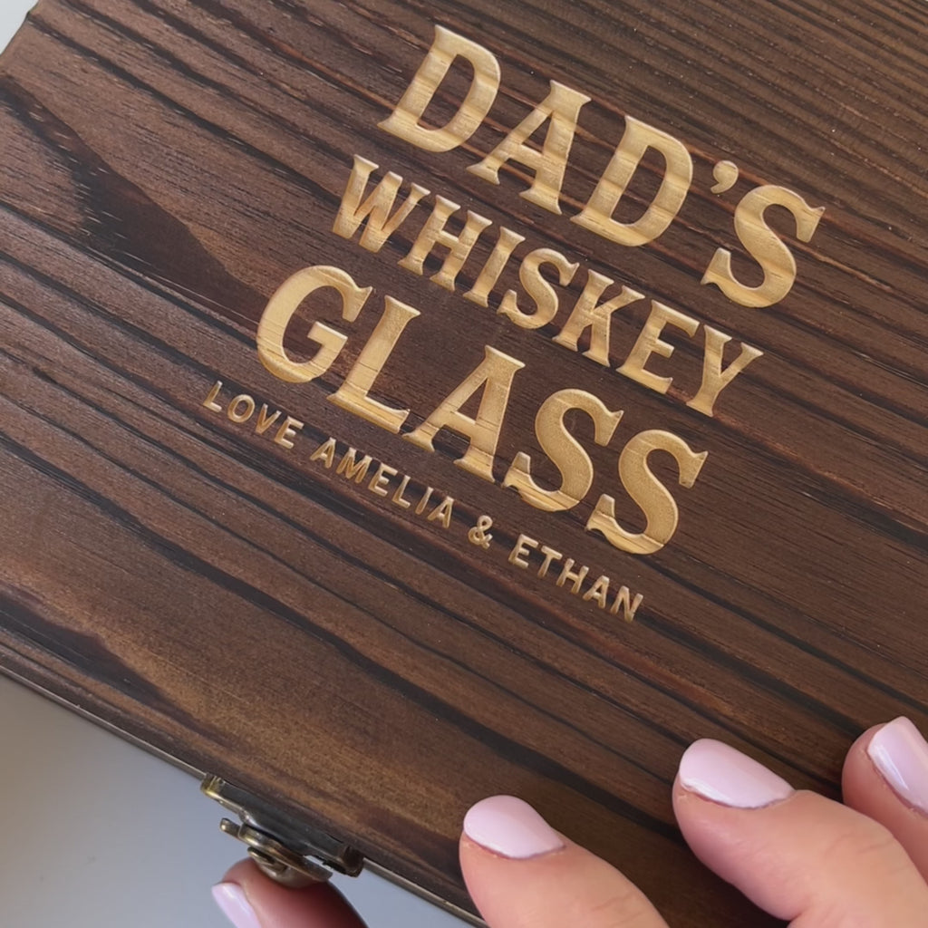 Laser Engraved Rustic Wooden Gift Boxed Scotch Glass Set