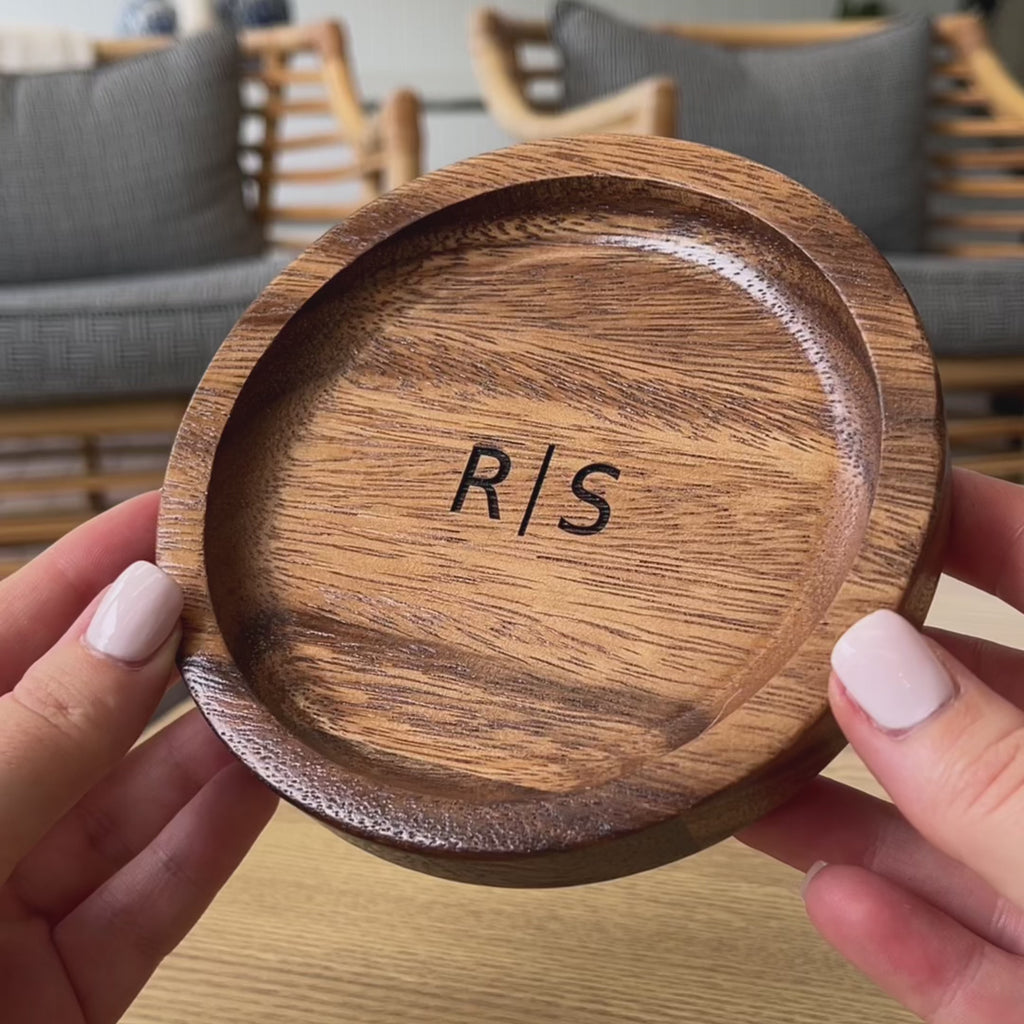Personalised Wooden Round Trinket Tray