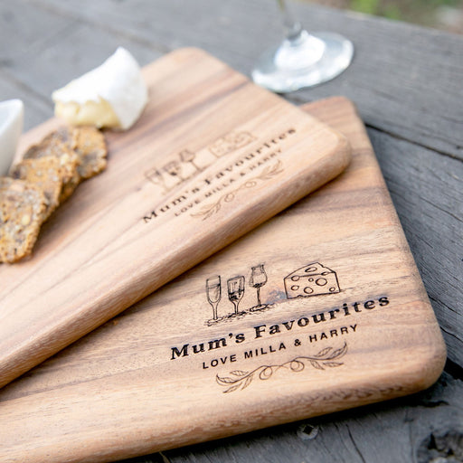 Customised Engraved Mother's Day Engraved Acacia Wood Twin Cheese Board Set Present