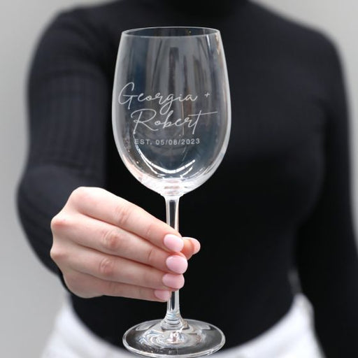 Personalised Engraved Bride and Groom Wine Glass Wedding Present