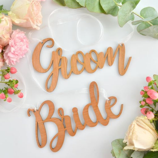 Lazer cut wooden bride and groom wedding reception decoration