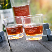 Custom Engraved Birthday Decanter, Whiskey Glasses and Scotch Stone Set Birthday Present