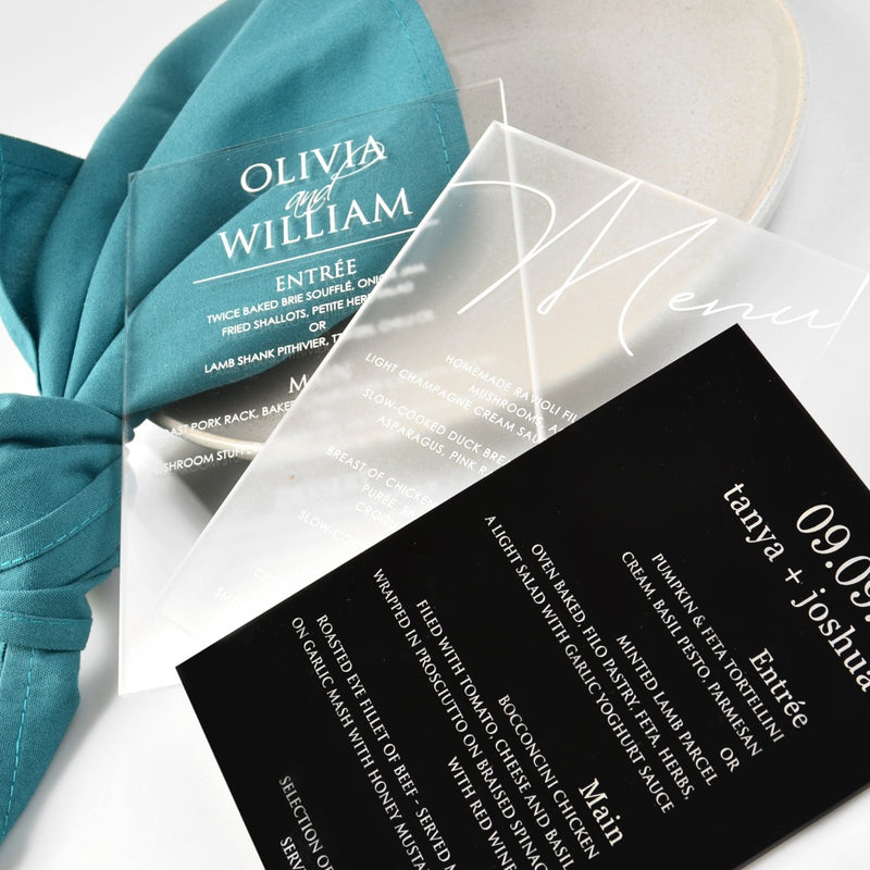 Engraved 5x7 Acrylic Wedding Menus