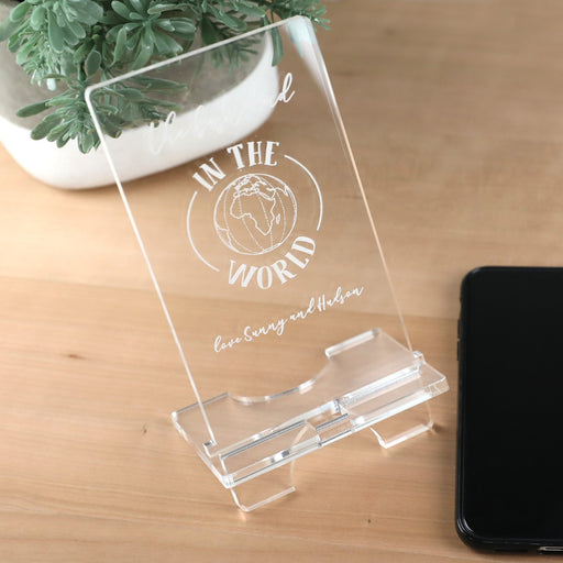 Personalised Engraved Father's Day Engraved Acrylic iPhone Holder Present