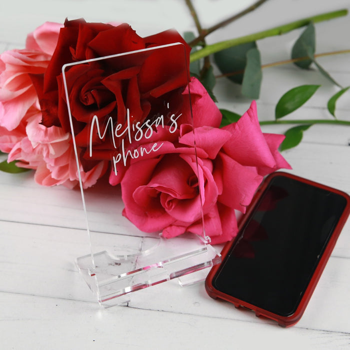 Personalised Engraved Clear Acrylic Smartphone Holder Birthday Present