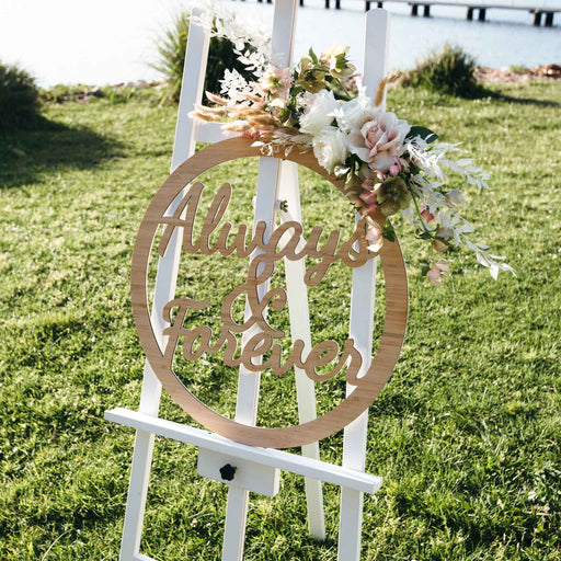 Laser Cut Always & Forever Bamboo Sign Wedding & Ceremony