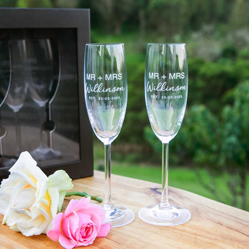 Customised Engraved Anniversary Champagne Glasses Present