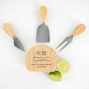 Custom Designed Engraved Anniversary Cheese Knife Block Set