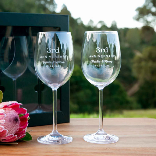Personalised Engraved Anniversary Wine Glasses