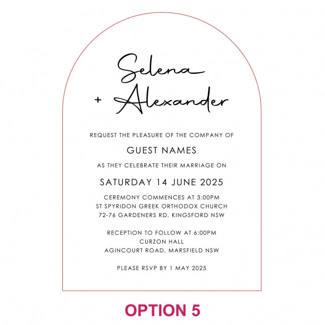 Engraved 5x7 Acrylic Arch Wedding Invitations