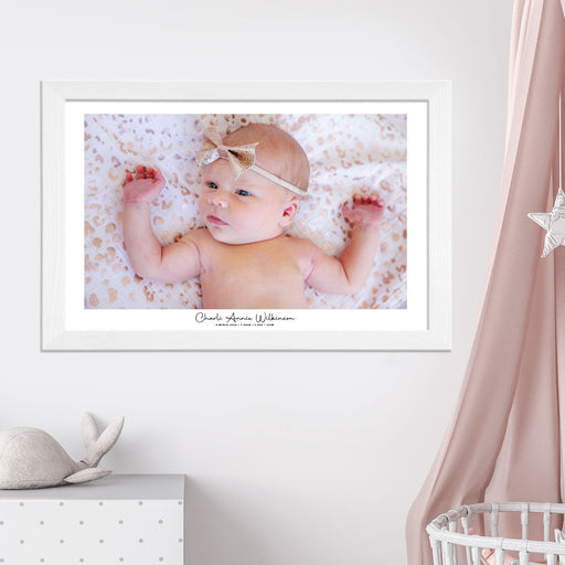 Wall Hanging Acrylic Newborn Christening Photo Print in Wooden Frame Present