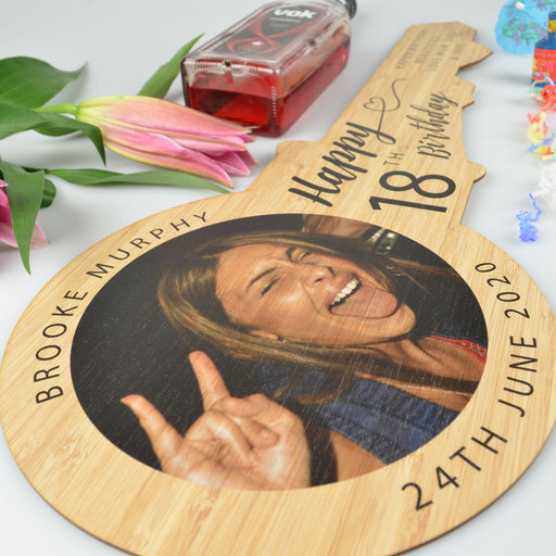 Custom Designed Bamboo Photo Printed Birthday Key with guest signatures