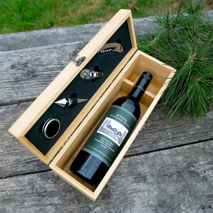Customised Engraved Wooden Bamboo Natural Wine Box Birthday Gift